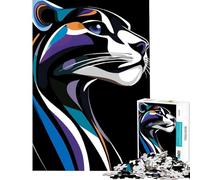 1000 Piece Jigsaws Abstract Panther Portrait Calm Focus Desktop Game Perfect Joint between Each Part Delightful Game for Casual GetTogethers (Size 38x26cm)