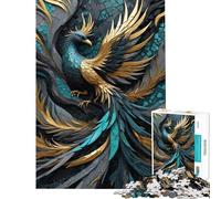 1000 Piece Jigsaws Abstract Peacock Kintsugi Calm Focus Desktop Game Perfect Joint between Each Part Delightful Game for Casual GetTogethers (Size 38x52cm)