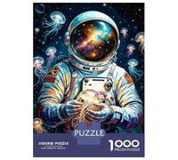 1000 Piece Jigsaws Astronaut in Space with Jellyfish Puzzle for Adults Toy Wall Decor Difficult Challenge Deal As Gifts for The Whole Family 38x26cm/1000pcs