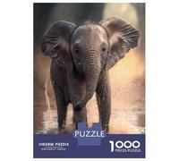 1000 Piece Jigsaws Baby Elephant in Water Puzzle for Adults Toy Wall Decor Difficult Challenge Deal As Gifts for The Whole Family 52x38cm/1000pcs