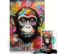 1000 Piece Jigsaws Banksy Graffiti Ape Monkey Exact Cut Art Cognitive Skill Toy Calm Play Time Birthday Game Gift (50x75cm)