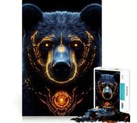 1000 Piece Jigsaws Bear with Glowing Patterns Exact Cut Art Cognitive Skill Toy Calm Play Time Birthday Game Gift (50x75cm)