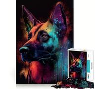 1000 Piece Jigsaws Belgian Malinois Colorful Exact Cut Art Cognitive Skill Toy Calm Play Time Birthday Game Gift (38x52cm)