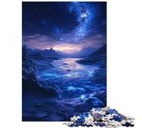 1000 Piece Jigsaws Bioluminescent River Under Starry Sky for Birthday, Chrismas Presents for Women Toy Wall Decor Suitable for People Aged 14 And Above (38x26cm)
