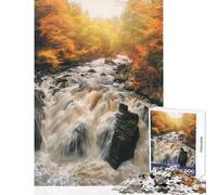 1000 Piece Jigsaws Black Linn Falls Hermitage Anti-Stress Toys Gift For Birthdays Educational Game with Matching Poster And Trivia Sheet Size 50x75cm