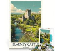 1000 Piece Jigsaws Blarney Castle Ireland Poster, DIY Toys, Difficult Challenge, with Fully Interlocking Randomly Shaped Pieces 38x52cm