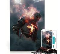 1000 Piece Jigsaws Burning Knight in Armor Smooth Edge Play Focus Fun Game Cozy Time Play Birthday Game Gift (50x75cm)