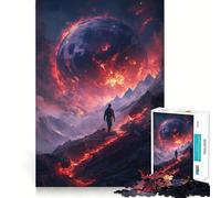 1000 Piece Jigsaws Burning Planet Landscape Smooth Edge Play Focus Fun Game Cozy Time Play Birthday Game Gift (38x52cm)