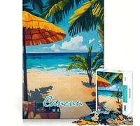 1000 Piece Jigsaws Cancun Beach Scene Smooth Edge Play Focus Fun Game Cozy Time Play Birthday Game Gift (38x26cm)