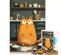 1000 Piece Jigsaws Cartoon Cat Baking Mishap Smooth Edge Play Focus Fun Game Cozy Time Play Birthday Game Gift (50x75cm)