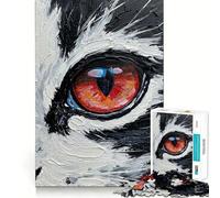 1000 Piece Jigsaws Cat Eye Close-Up Painting Smooth Edge Play Focus Fun Game Cozy Time Play Birthday Game Gift (50x75cm)
