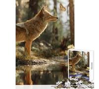 1000 Piece Jigsaws Coyote And Butterfly by The Water Jigsaw Puzzles for Adults Stress Reliever Parent-child Interaction Learning Educational Toys (50x75cm)