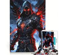 1000 Piece Jigsaws Dark Angel Warrior with Fiery Wings, DIY Toys, Difficult Challenge, with Fully Interlocking Randomly Shaped Pieces 38x52cm