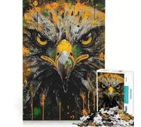 1000 Piece Jigsaws Deadly Eagle, DIY Toys, Difficult Challenge, with Fully Interlocking Randomly Shaped Pieces 38x26cm