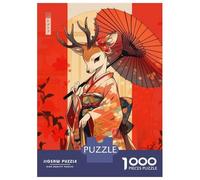 1000 Piece Jigsaws Deer Geisha with Umbrella Puzzle for Adults Toy Wall Decor Difficult Challenge Deal As Gifts for The Whole Family 70x50cm/1000pcs