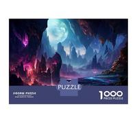 1000 Piece Jigsaws Fantasy Alien Landscape with Moonlit Caves Puzzle for Adults Toy Wall Decor Difficult Challenge Deal As Gifts for The Whole Family 38x26cm/1000pcs