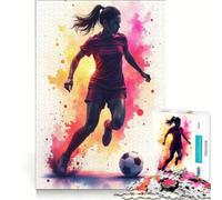1000 Piece Jigsaws Female Soccer Player, DIY Toys, Difficult Challenge, with Fully Interlocking Randomly Shaped Pieces 38x52cm