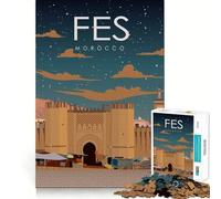 1000 Piece Jigsaws Fes Morocco Travel Poster Ideal Cut Decor Cognitive Play Gift Easy Time Play Birthday Game Gift (50x75cm)