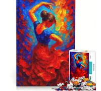 1000 Piece Jigsaws Flamenco Dancer Abstract Painting, DIY Toys, Difficult Challenge, with Fully Interlocking Randomly Shaped Pieces 38x52cm