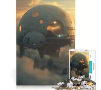1000 Piece Jigsaws Floating City in The Clouds, DIY Toys, Difficult Challenge, with Fully Interlocking Randomly Shaped Pieces 38x26cm