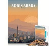 1000 Piece Jigsaws for Adults Addis Ababa Ethiopia Cityscape Art Fine Edge Craft Thinking Fun Game Relax Game Play Birthday Hobby Gift (50x75cm)