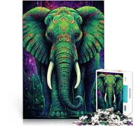 1000 Piece Jigsaws for Adults Aesthetic Neon Elephant Help the brain exercise addictive toys to cultivate patience 26x38cm wall decoration for 14+
