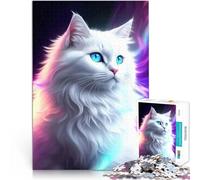 1000 Piece Jigsaws for Adults Aesthetic White Cat Brain intelligence challenge addictive toys is ideal as gifts for the whole family 50x70cm