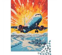 1000 Piece Jigsaws for Adults Airplane Flying Over Snowy Village Puzzles for Adults Relax Games Difficult Challenge Birthday Present, Gifts, 70x50cm/1000pcs