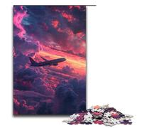 1000 Piece Jigsaws for Adults Airplane in Neon Clouds Jigsaw Puzzle - Challenging Game A Work of Art Suitable for And Teenager 14 And Up 1000 PCS(75x50cm)