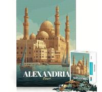 1000 Piece Jigsaws for Adults Alexandria Egypt Travel Poster Fine Edge Craft Thinking Fun Game Relax Game Play Birthday Hobby Gift (38x26cm)