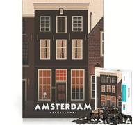 1000 Piece Jigsaws for Adults Amsterdam Cityscape Fine Edge Craft Thinking Fun Game Relax Game Play Birthday Hobby Gift (38x26cm)