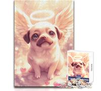1000 Piece Jigsaws for Adults Angel Pug with Halo And Wings Toy Intellectual Game Analysis And Logic Gift For Birthdays Size 38x26cm