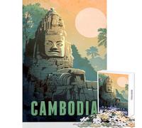1000 Piece Jigsaws for Adults Angkor Wat Cambodia Toy Wall Decor Art Work Gift for Educational Game Artists' Collection, Fine Arts Size 38x26cm