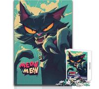 1000 Piece Jigsaws for Adults Angry Cartoon Cat Illustration Toy Intellectual Game Analysis And Logic Gift For Birthdays Size 38x26cm