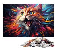 1000 Piece Jigsaws for Adults Animal Art Cat Colorful Psychedelic Puzzles Gifts Birthday Present Gifts for for Teenager Age 14 Years Up 1000 PCS(75x50cm)