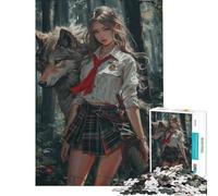 1000 Piece Jigsaws for Adults Anime Girl And The Wolf Challenging To Complete Stress Reliever Educational Game Suitable for Ages 14 And Up (38x26cm)