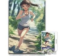 1000 Piece Jigsaws for Adults Anime Girl Is Jogging Toy Intellectual Game Analysis And Logic Gift For Birthdays Size 38x26cm