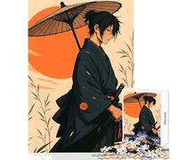 1000 Piece Jigsaws for Adults Anime Samurai with Umbrella And Sword Toy Wall Decor Art Work Gift for Educational Game Artists' Collection, Fine Arts Size 38x26cm