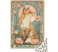 1000 Piece Jigsaws for Adults Art Nouveau Fox Print Puzzle for Adults Brain Teaser Game Precision Cutting Challenging To Complete 52x38cm/1000pcs