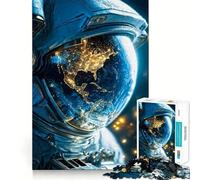 1000 Piece Jigsaws for Adults Astronaut Helmet Reflecting Earth Fine Edge Craft Thinking Fun Game Relax Game Play Birthday Hobby Gift (38x52cm)