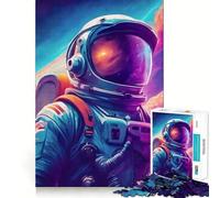 1000 Piece Jigsaws for Adults Astronaut in Space with Colorful Painting Style Fine Edge Craft Thinking Fun Game Relax Game Play Birthday Hobby Gift (38x52cm)
