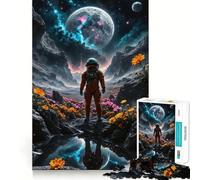 1000 Piece Jigsaws for Adults Astronaut On Alien Planet Fine Edge Craft Thinking Fun Game Relax Game Play Birthday Hobby Gift (50x75cm)