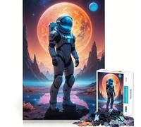 1000 Piece Jigsaws for Adults Astronaut on Alien Planet Fine Edge Craft Thinking Fun Game Relax Game Play Birthday Hobby Gift (50x75cm)