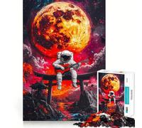 1000 Piece Jigsaws for Adults Astronaut Playing Guitar Fine Edge Craft Thinking Fun Game Relax Game Play Birthday Hobby Gift (38x26cm)