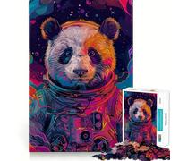 1000 Piece Jigsaws for Adults Astronaut Space Panda Fine Edge Craft Thinking Fun Game Relax Game Play Birthday Hobby Gift (38x52cm)