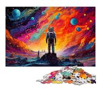 1000 Piece Jigsaws for Adults Astronaut Standing on Colorful Galaxy Puzzles Gifts Birthday Present Gifts for for Teenager Age 14 And Up 1000 PCS(38x26cm)