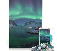 1000 Piece Jigsaws for Adults Aurora Borealis over Lofoten Islands, Norway, Brain Teaser Game, Challenging To Complete, Enhance Love between Couples 50x75cm
