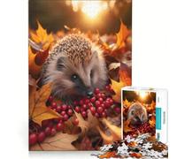 1000 Piece Jigsaws for Adults Autumn Forage Hedgehog, Brain Teaser Game, Challenging To Complete, Enhance Love between Couples 38x52cm