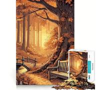 1000 Piece Jigsaws for Adults Autumn Forest Path Fine Edge Craft Thinking Fun Game Relax Game Play Birthday Hobby Gift (38x52cm)