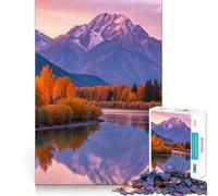 1000 Piece Jigsaws for Adults Autumn Mountains at Lake Nature Fine Edge Craft Thinking Fun Game Relax Game Play Birthday Hobby Gift (38x26cm)